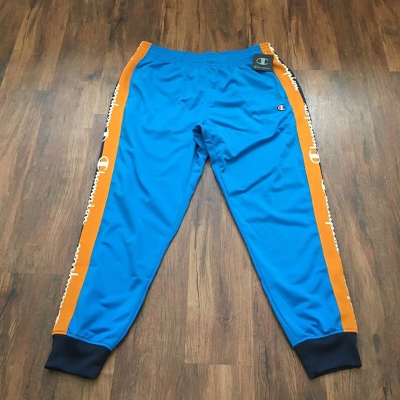 NWT CHAMPION Track Pant Joggers Vintage styling Pockets RARE Blue Orange SZ XL - Picture 3 of 7